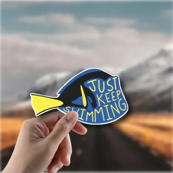($3) Just Keep Swimming Sticker - Picture 1 of 2